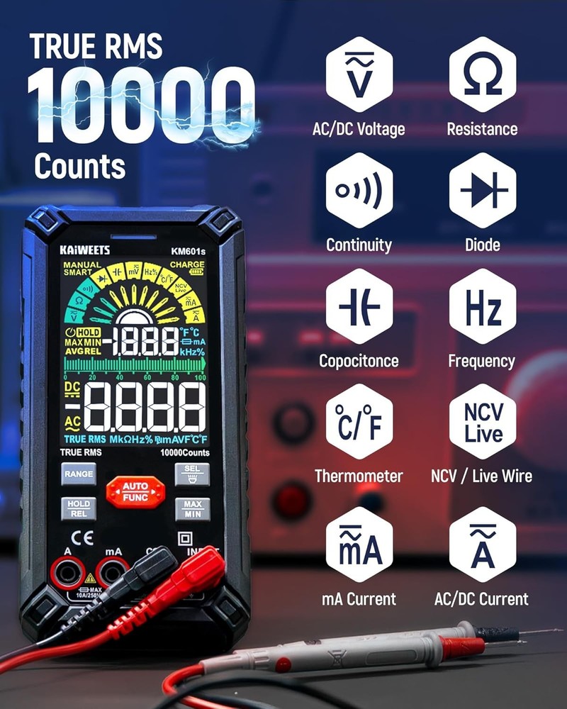 Digital Multimeter 10000 Counts TRMS Auto Ranging Rechargeable Smart Multimeter