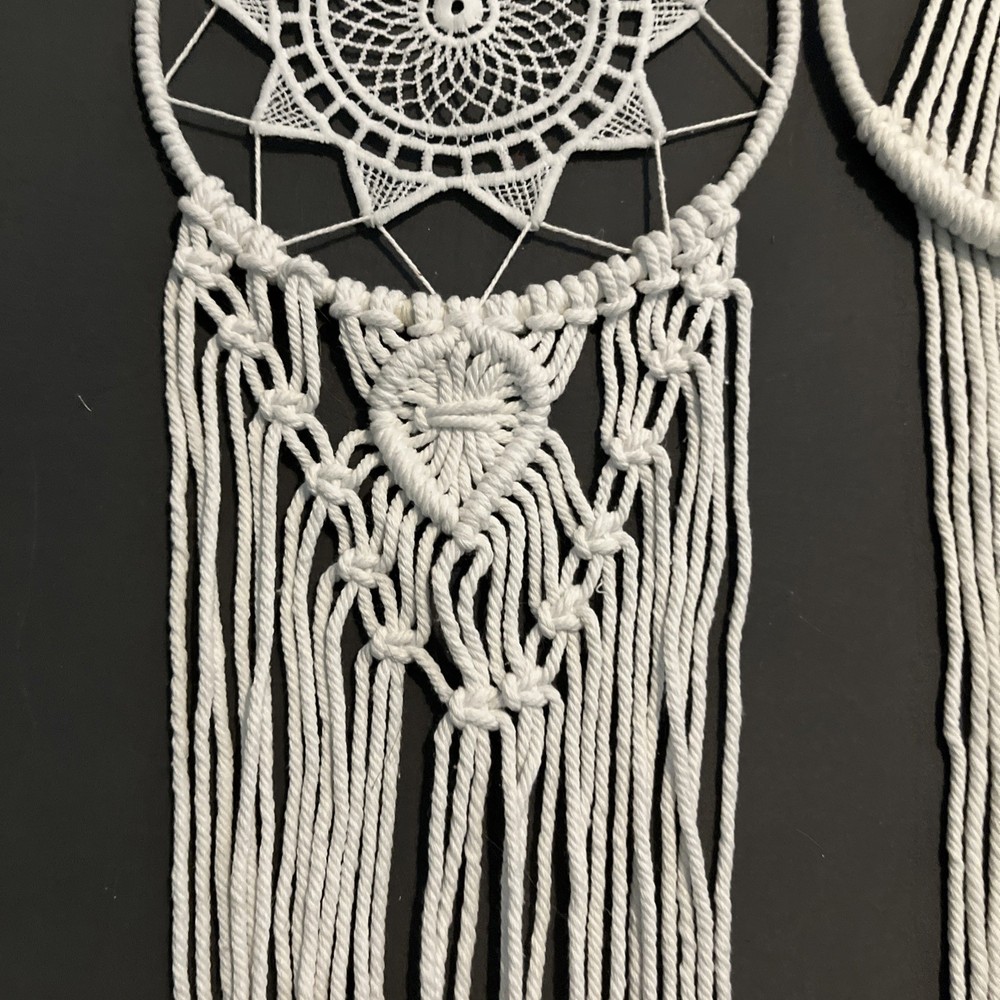 Set Of 2 Boho Macrame Dreamcatcher White
