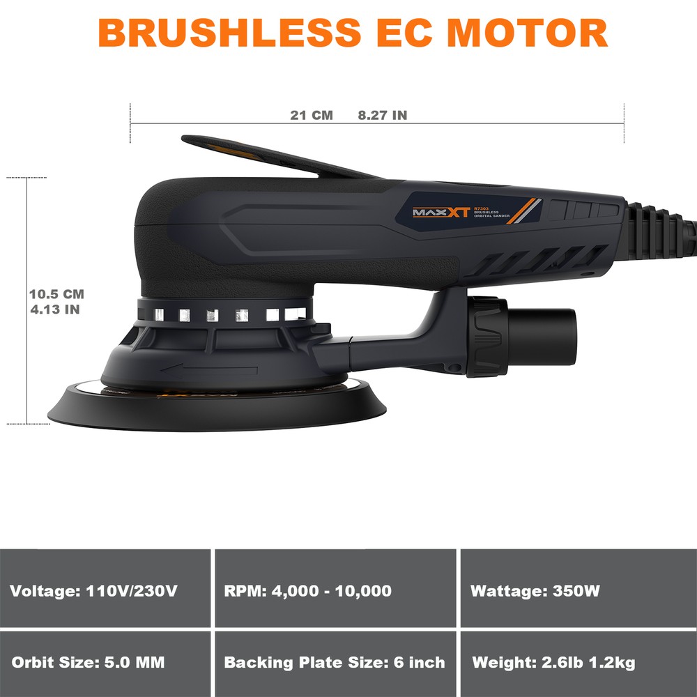 MAXXT Random Orbital Sander Brushless 350W Variable Speed 150mm (6")