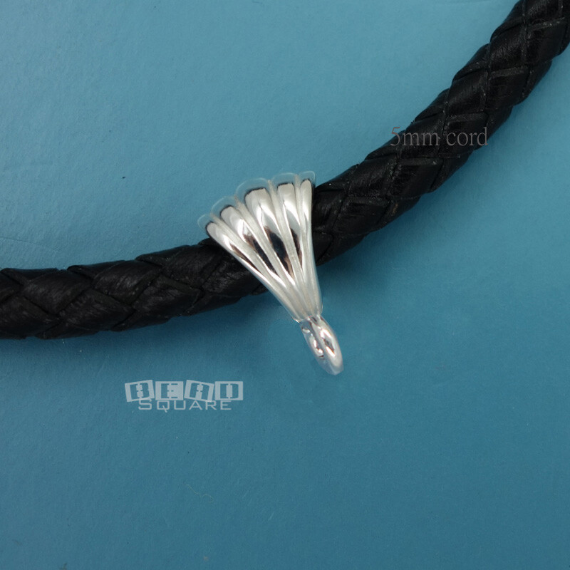 Large Solid Sterling Silver Shell Pendant Bail Connector w/Open Loop #33383