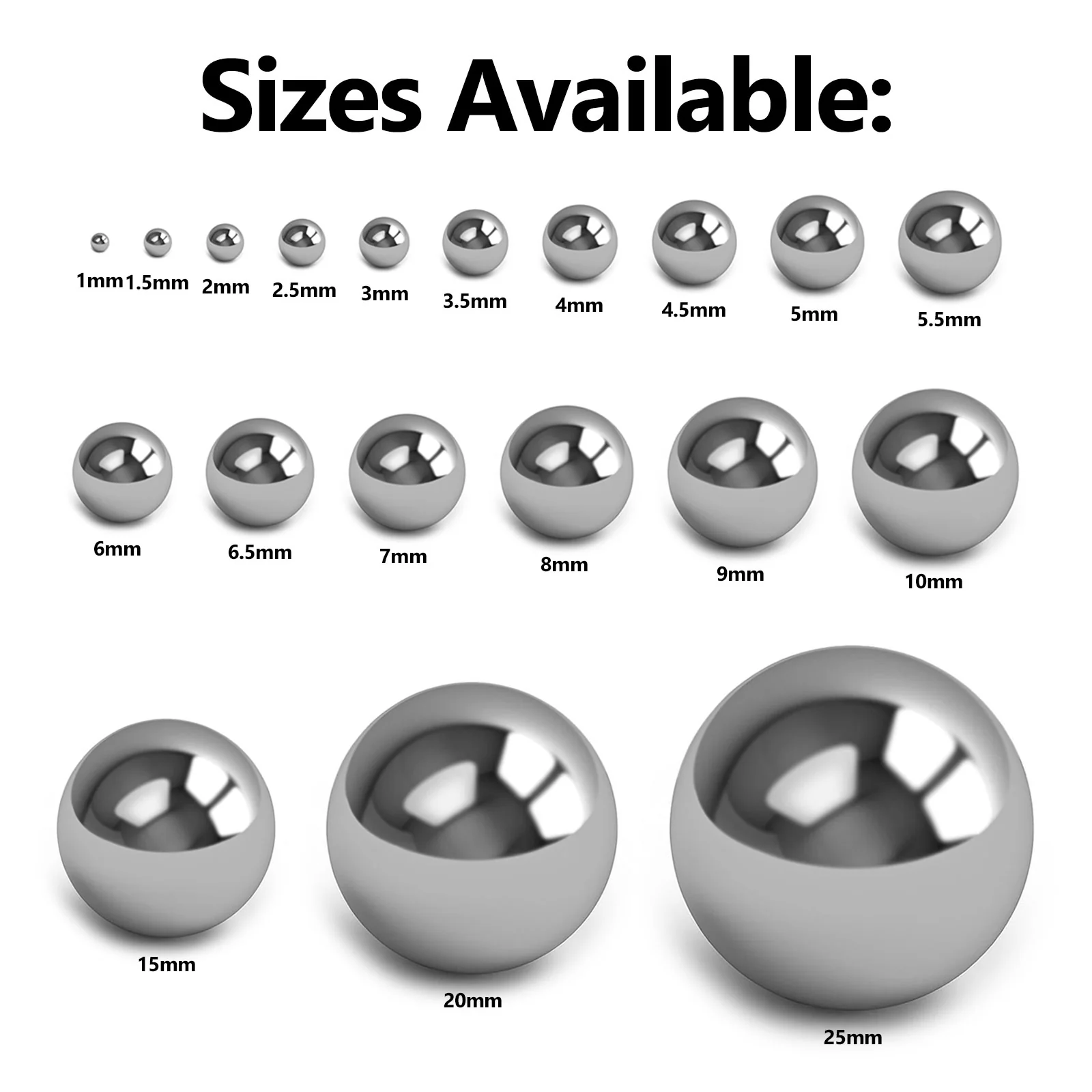 Metric Precision Bearing Balls Stainless Steel Loose Bearings Bulk 1mm - 25mm