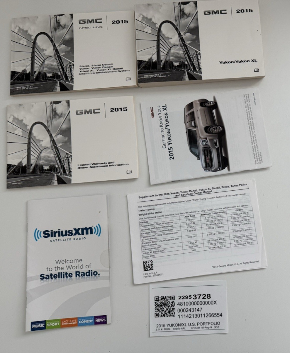 2015 GMC Yukon / Yukon XL Owner’s Manual Set – OEM Factory Original