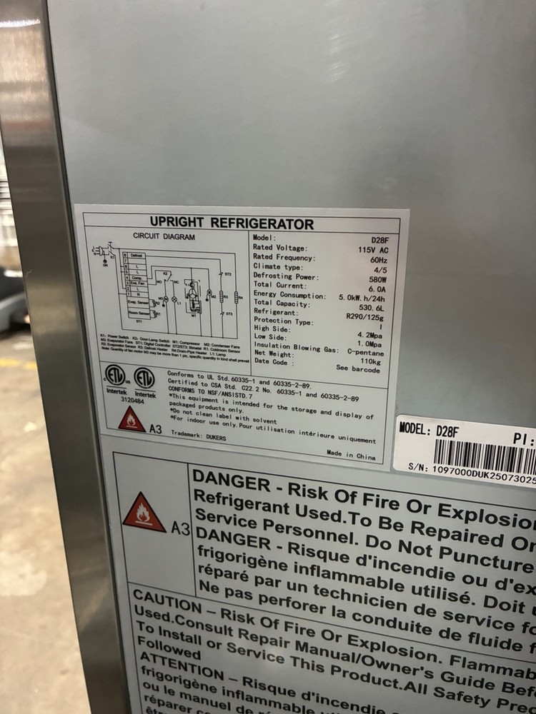 Dukers 1 Door Freezer