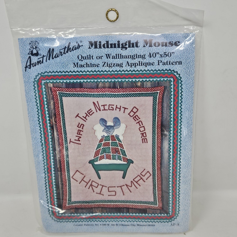 Christmas AP-3 Aunt Martha's machine zigzag applique Pattern Midnight Mouse