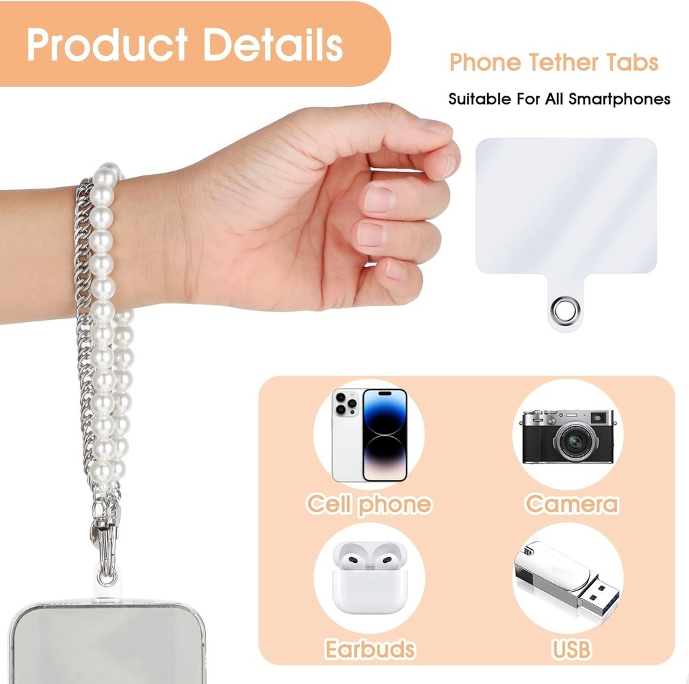 Pearl Beaded Phone Chain Lanyard - Lightweight & Secure for Active Users
