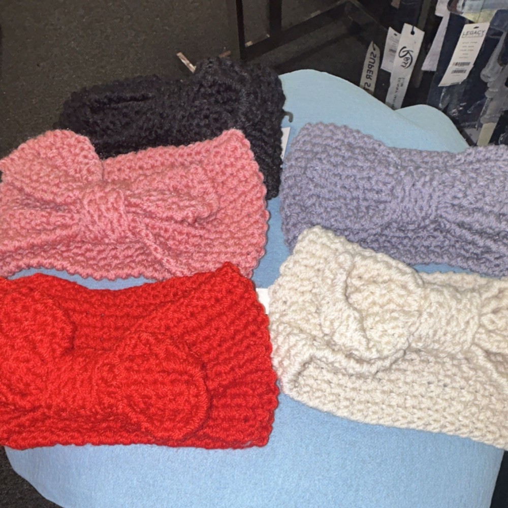 Handmade Crochet Knit Bow Headbands Bow Design Multiple Colors Assorted Stylish