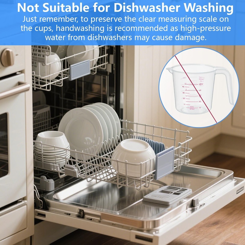 2 Pack Measuring Cup Set, Includes 250Ml (1-Cup), and 500Ml (2-Cup) Plastic L...