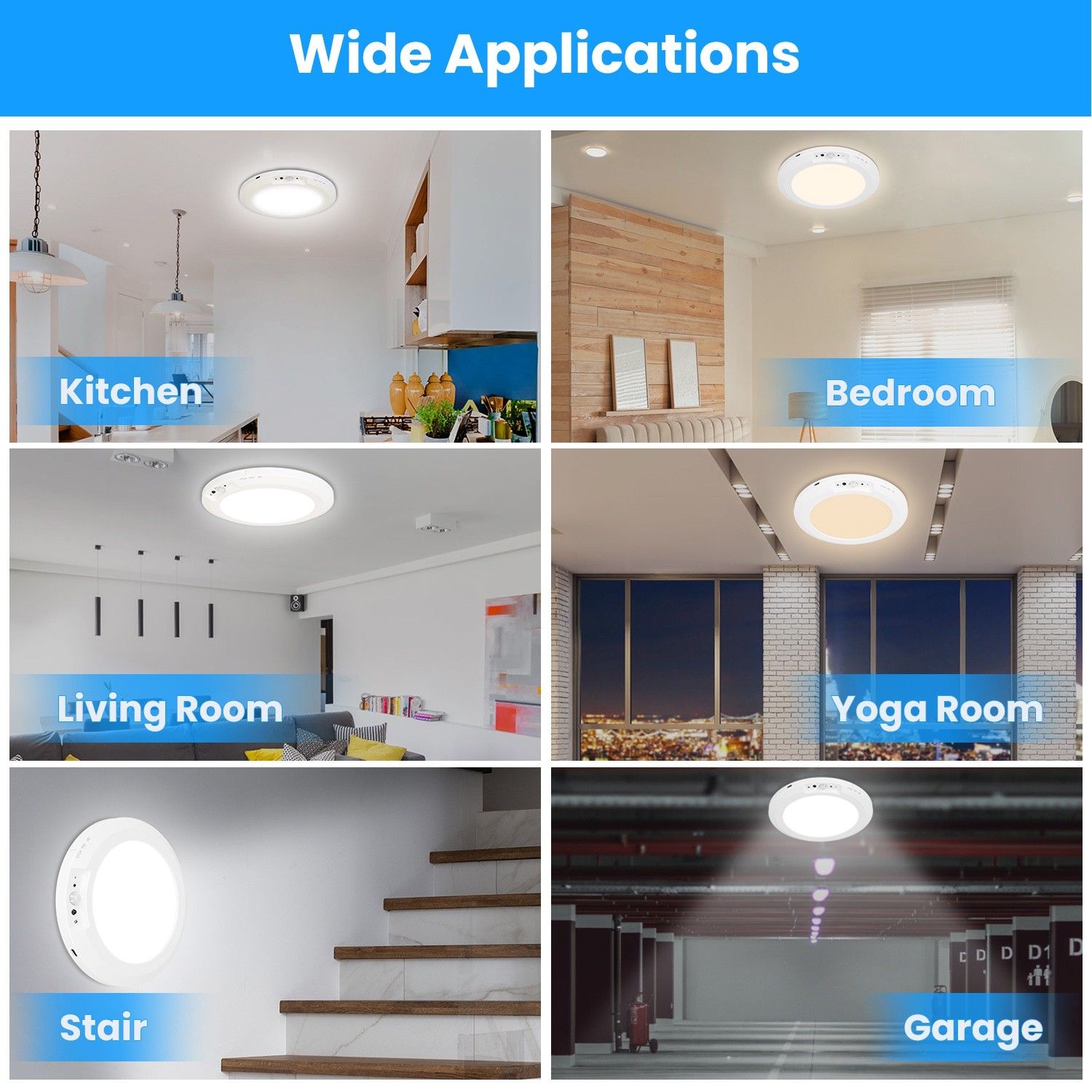 Rechargeable Motion Sensor Ceiling Light Magnetic Install No Wiring Closet Light