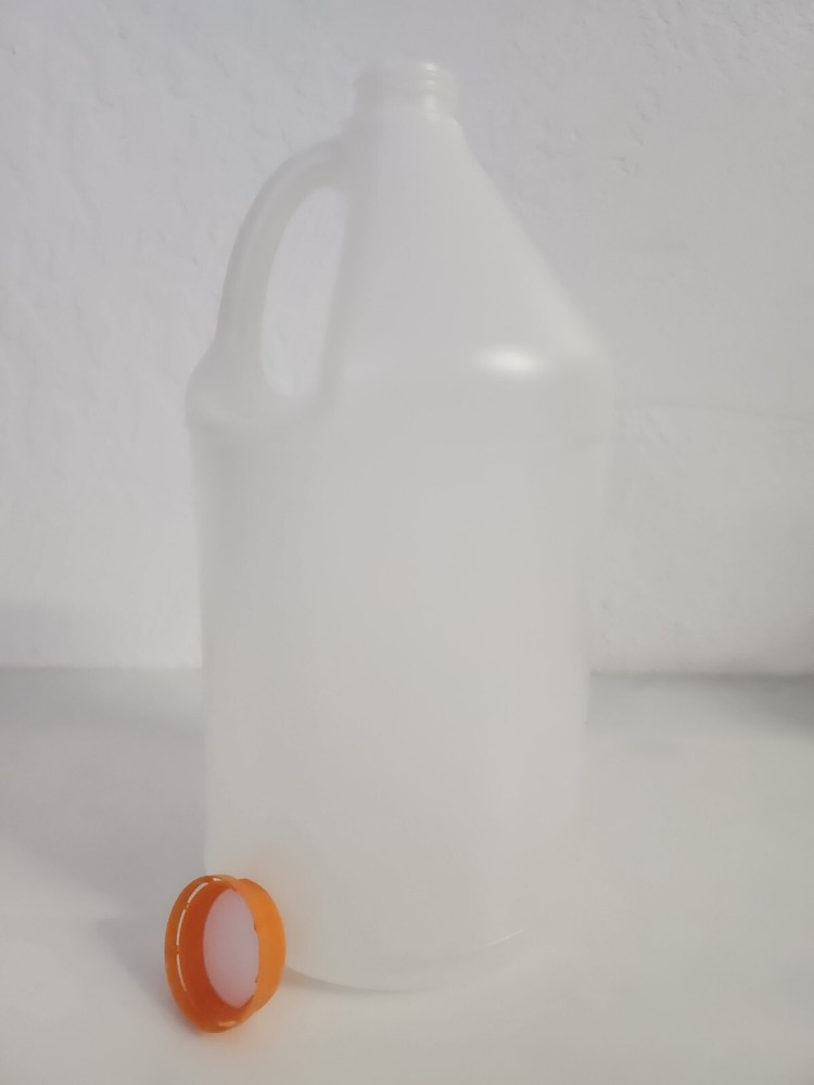 4 x 1 Gallon Empty Plastic Jug Bottle with ORANGE Screw Caps