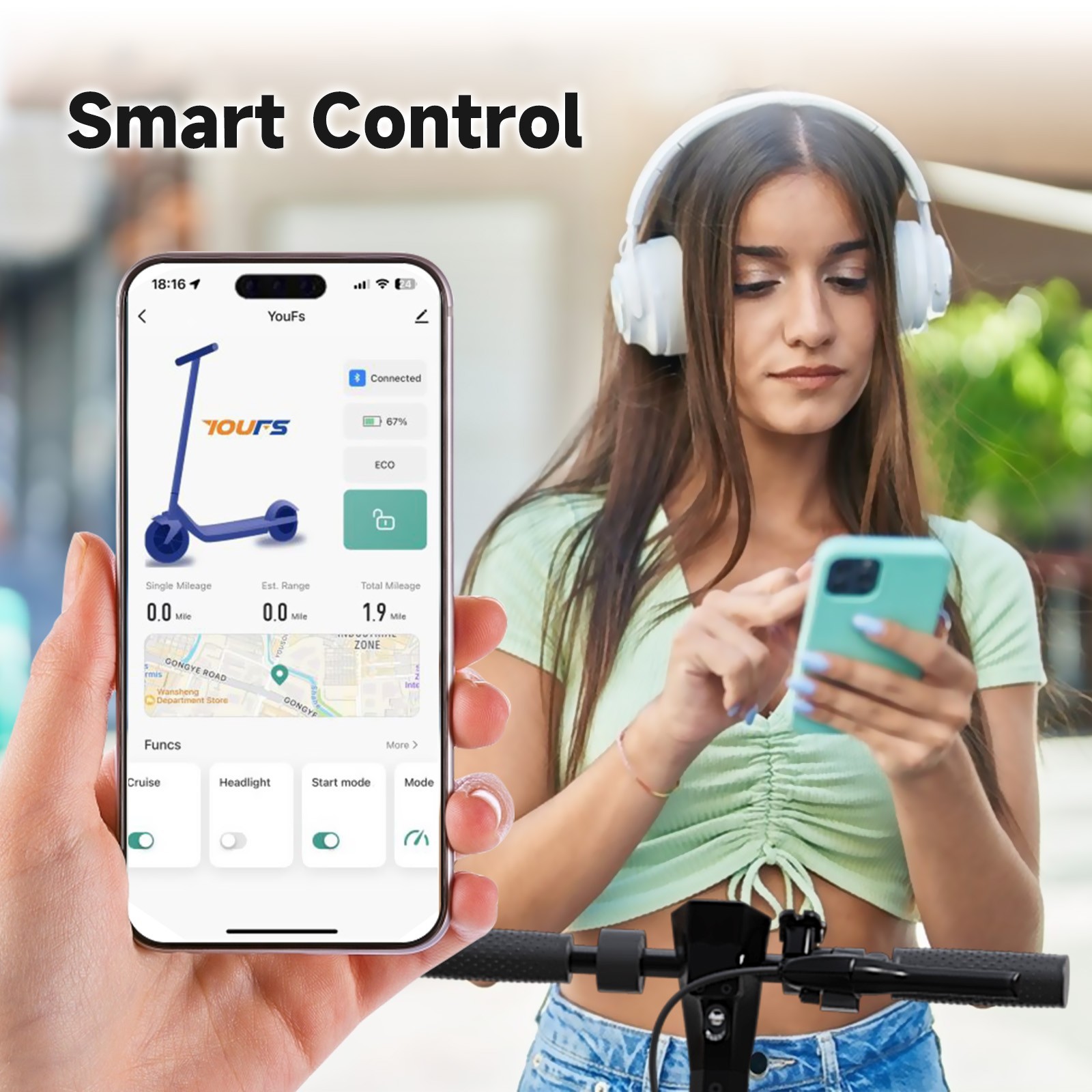 Adult Electric Scooter 500W Max Speed 25MPH 36V 10.5AH Foldable E Scooter APP