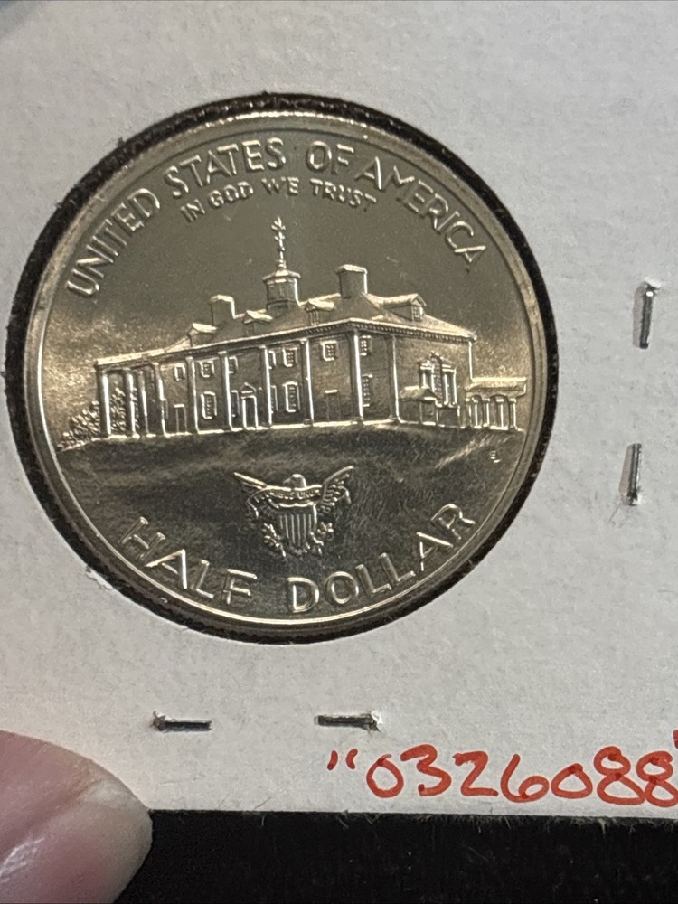 1982-d George Washington Silver Half Dollar Uncirculated “0326088” 50C