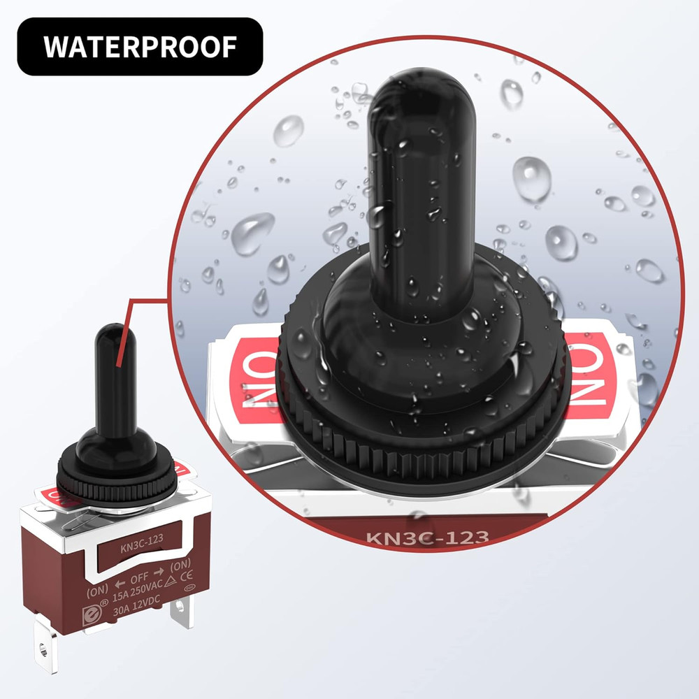 12 Volt Momentary Toggle Switch (On)-Off-(On) 3 Way Waterproof Toggle Switch 12V