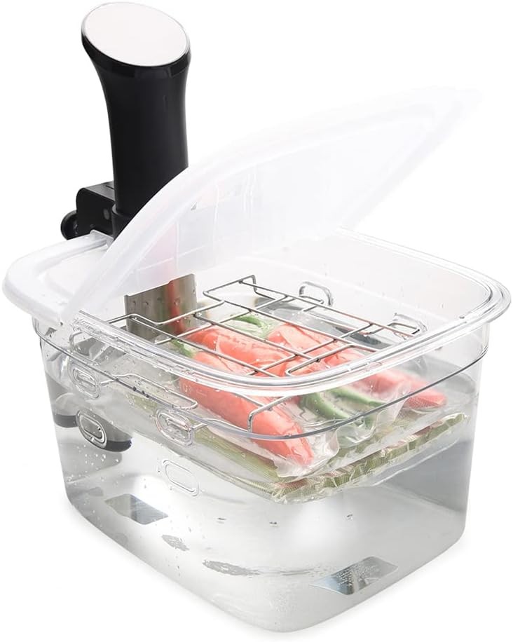 Versatile 12-Quart Sous Vide Container with Built-in Rack and Collapsible Hin...