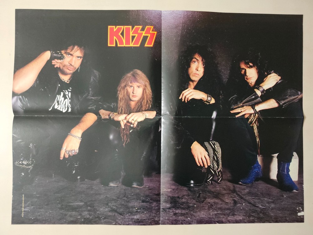 KISS RARE Revenge Lineup Magazine Insert Poster Simmons Stanley Kulick Singer VG