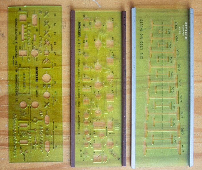 draughting pens and stencils