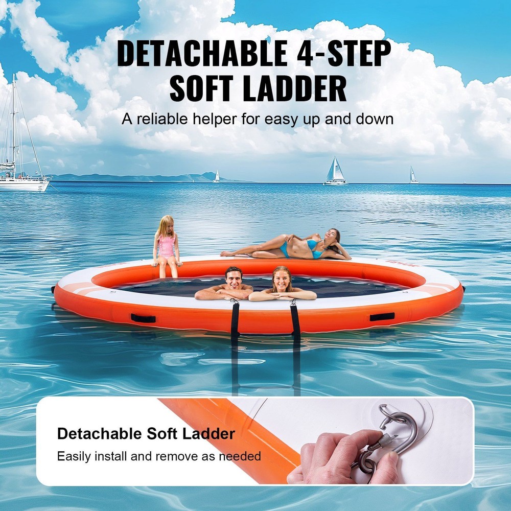 Inflatable Floating Dock ø8FT Inflatable Dock Platform with ø5FT Trampoline