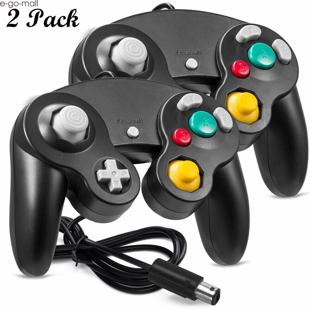 2 Pack Wired Rumble Controller Gamepad for Nintendo GameCube Console Dual Shock