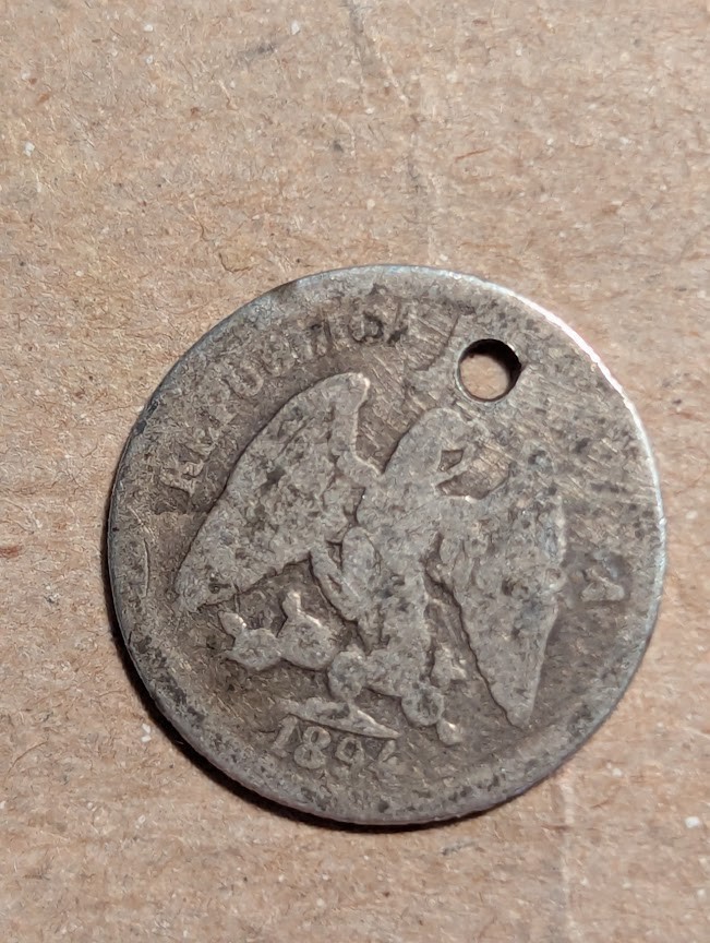 1894 Mexico 5 Centavos Silver (holed)
