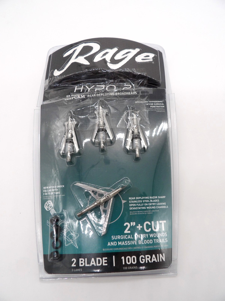 Rage Brand Assorted Broadheads & Components Archery Hunting - 100 gr. - Open Pkg