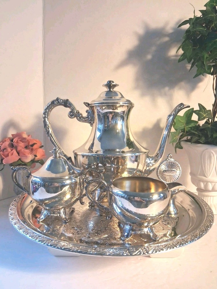 Vtg 1960's WM.A.Rodgers Silverplated POLISHED Tea Service Set; 6 PCS! EUC/Mint