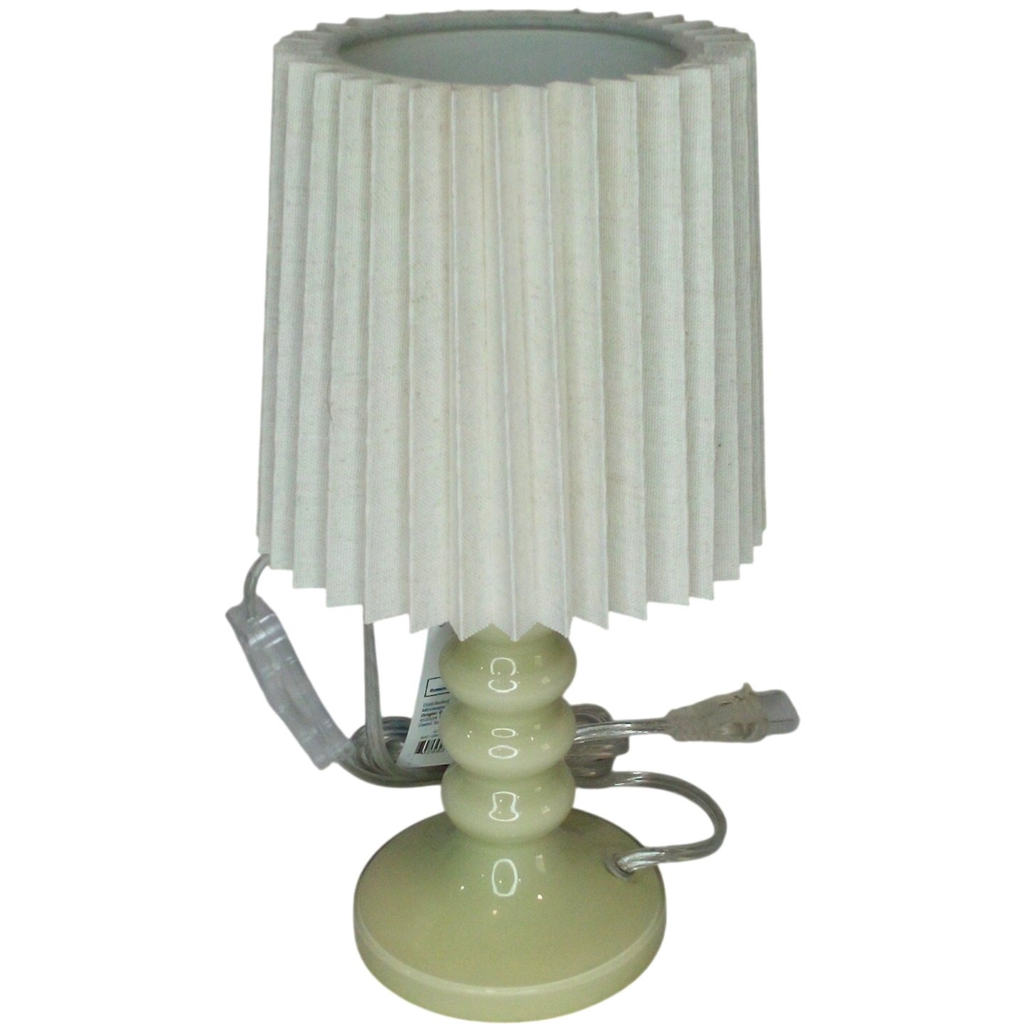 Set of 2 - Mini Bedside Green Glass Table Lamps 12" H, Inline Switch, 25W Max