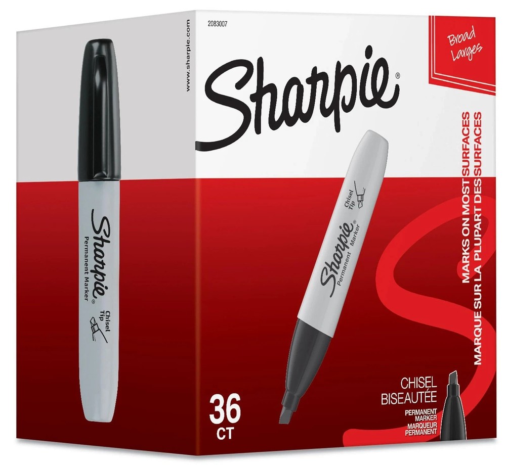 36 pack Sharpie Chisel Tip Permanent Markers  Black