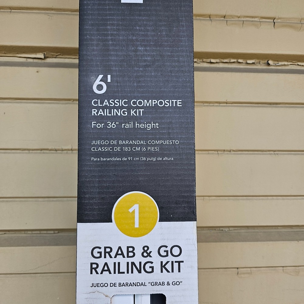 NIB: Nice 6' long White Composite Deck RAILING KIT (Posts Not Included)