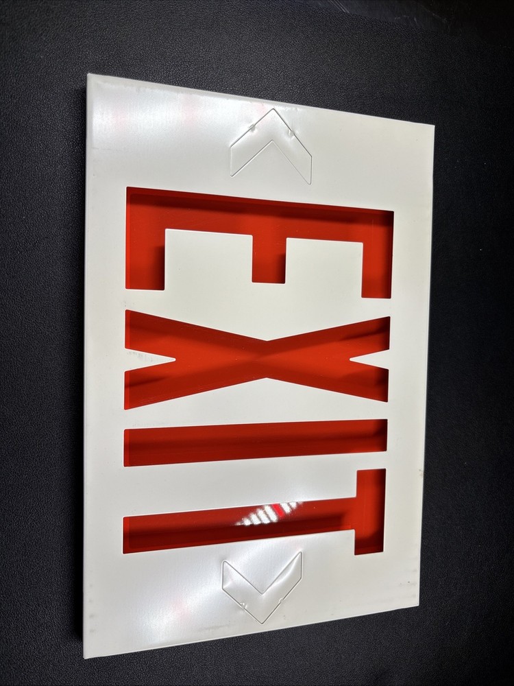 Exit Sign Front Enclosure Replacement Plate Face Cover White Red