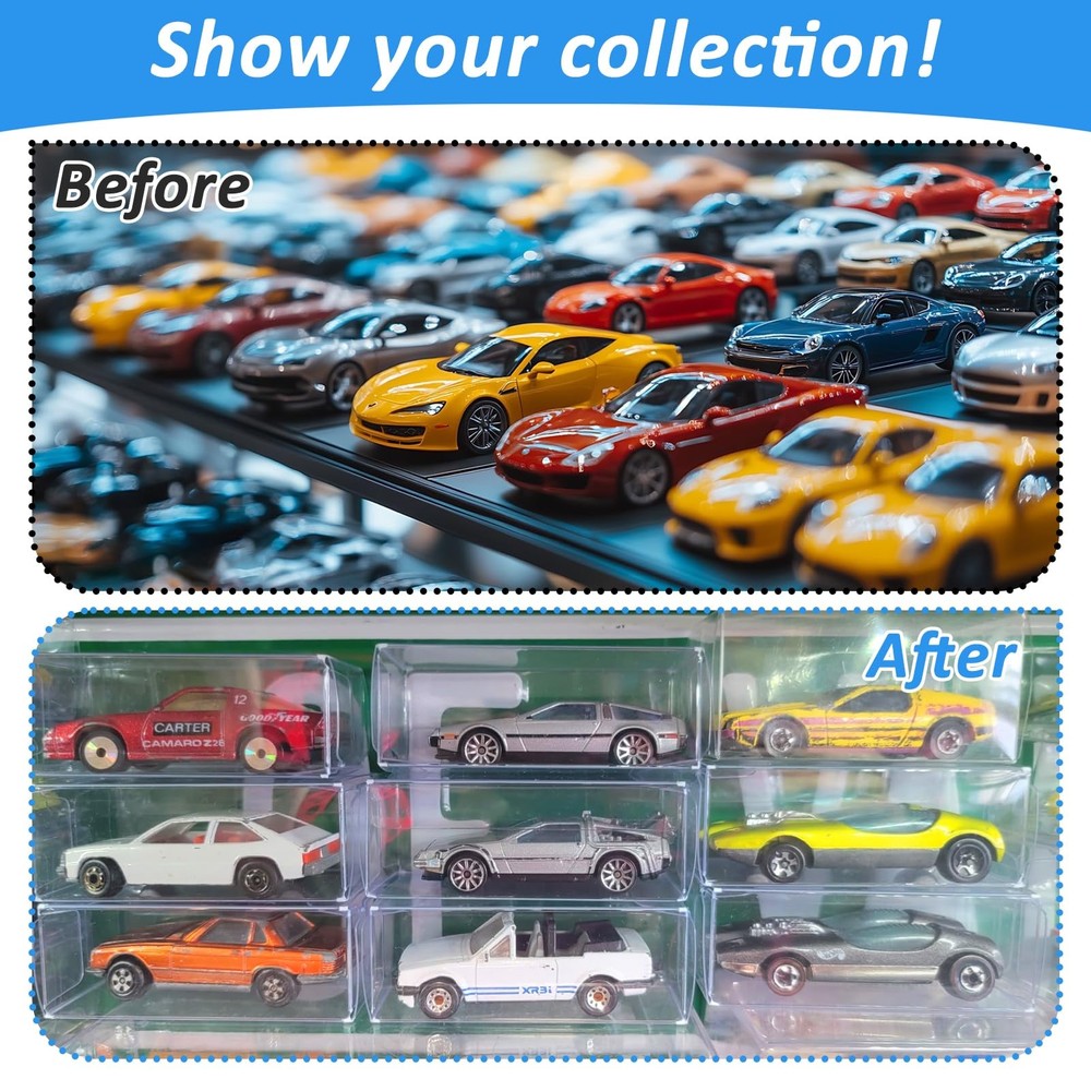 120 PCS 1/64 Display Case for Model Car,Clear Display Case,Storage Display Case,