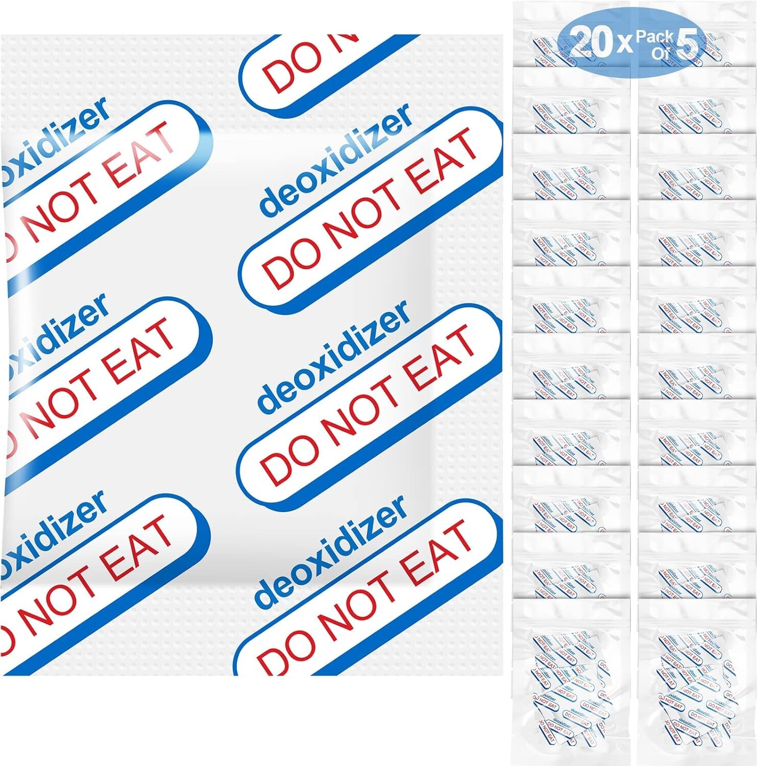 500cc Oxygen Absorbers for Food Storage - 100 Count (20x Packs of 5) - for Long