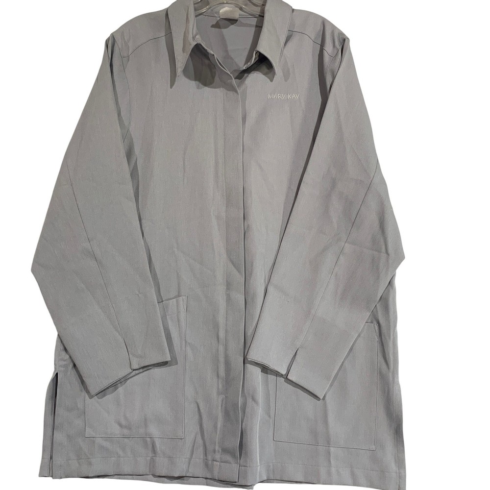 Mary Kay Lab Coat Jacket Embroidered Logo Pockets Work Uniform Medium