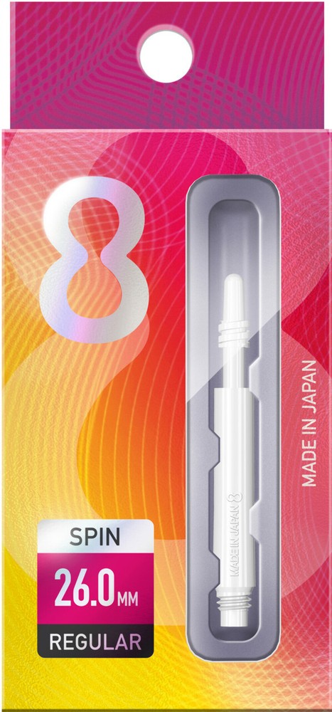 Target 8 Flight Spinning Shaft Intermediate White (26mm)