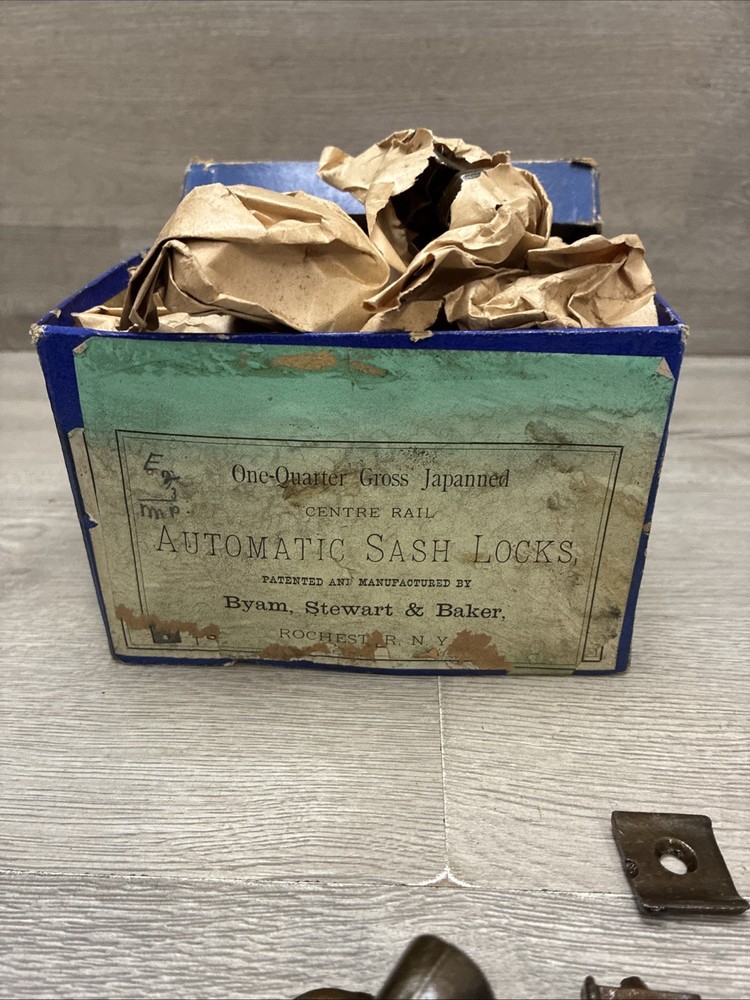 Antique Automatic Sash Locks Window Locks Full Case Byam, Stewart & Baker NY