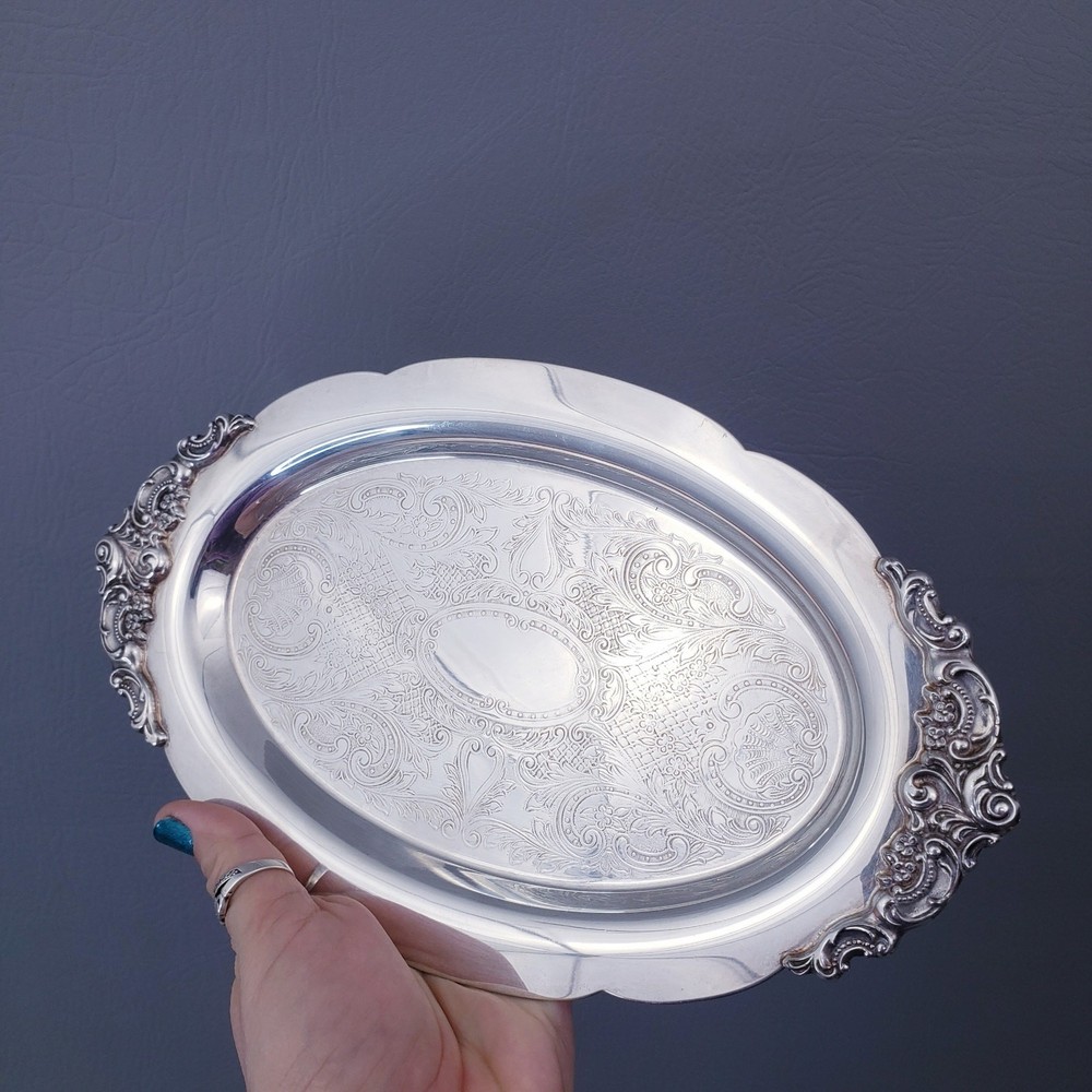 Wallace Baroque Small Cordial Set 6 Cups w/ Tray #232 10" Sherry Brandy