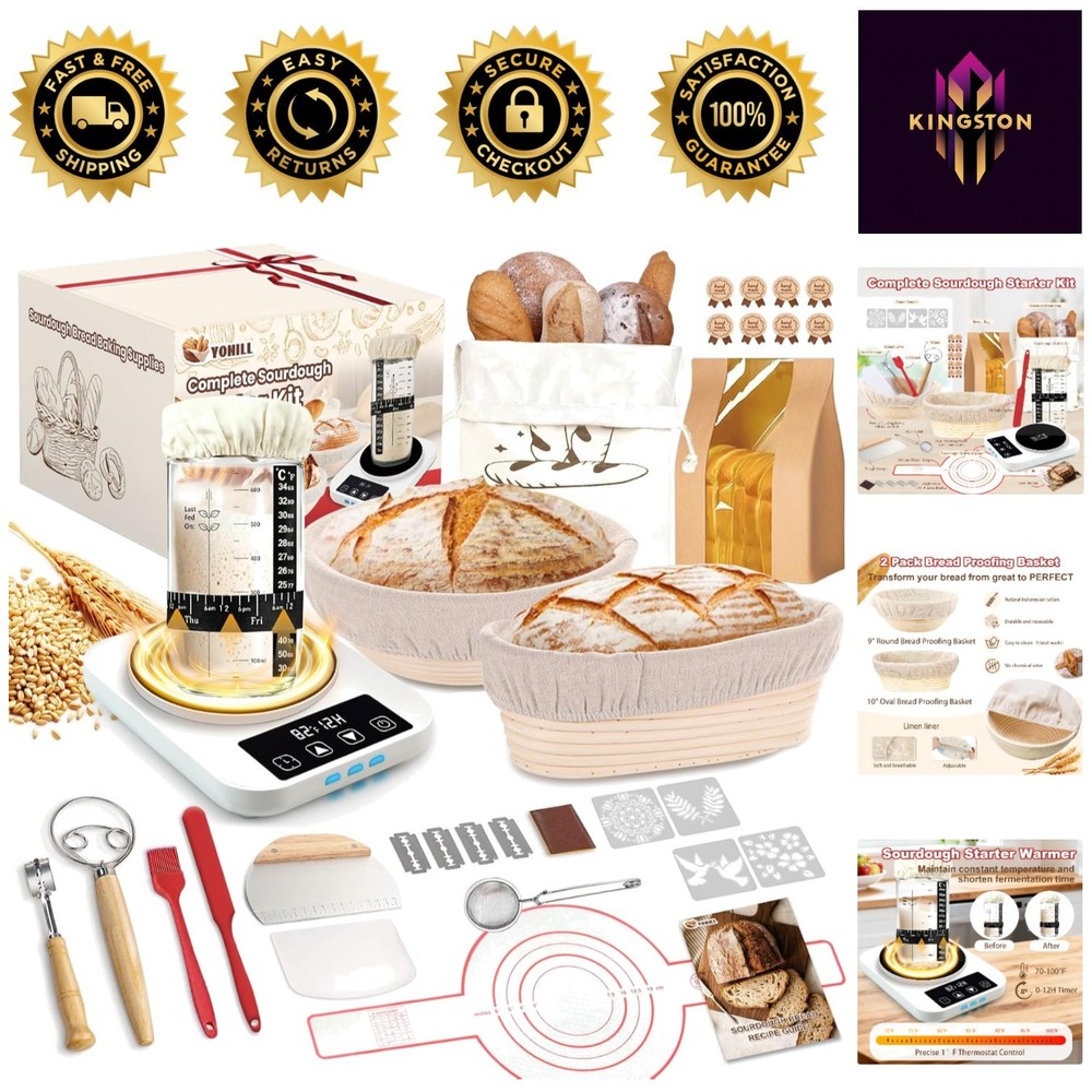 Sourdough Starter Essentials Kit: Complete Set with Warmer & High-Quality Tools