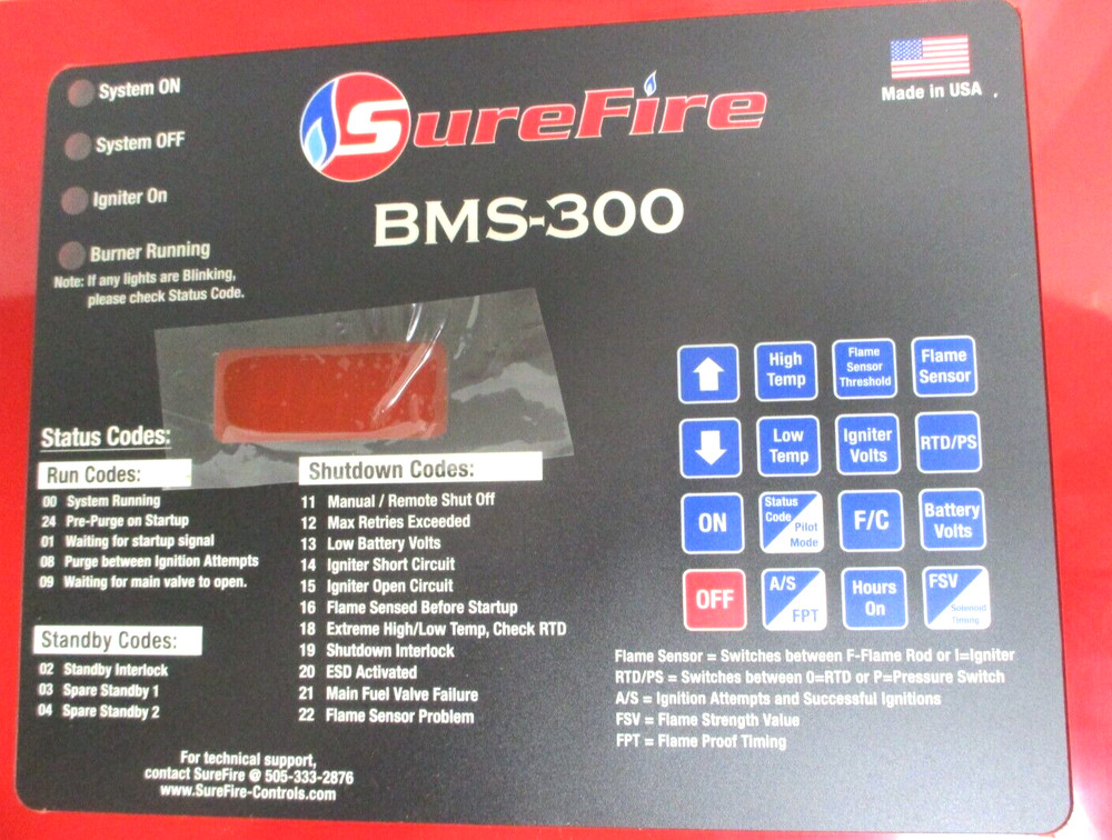 SUREFIRE , BMS-300 , BURNER CONTROL SYSTEM , 12-VOLT DC , -40F to +13F RANGE, S