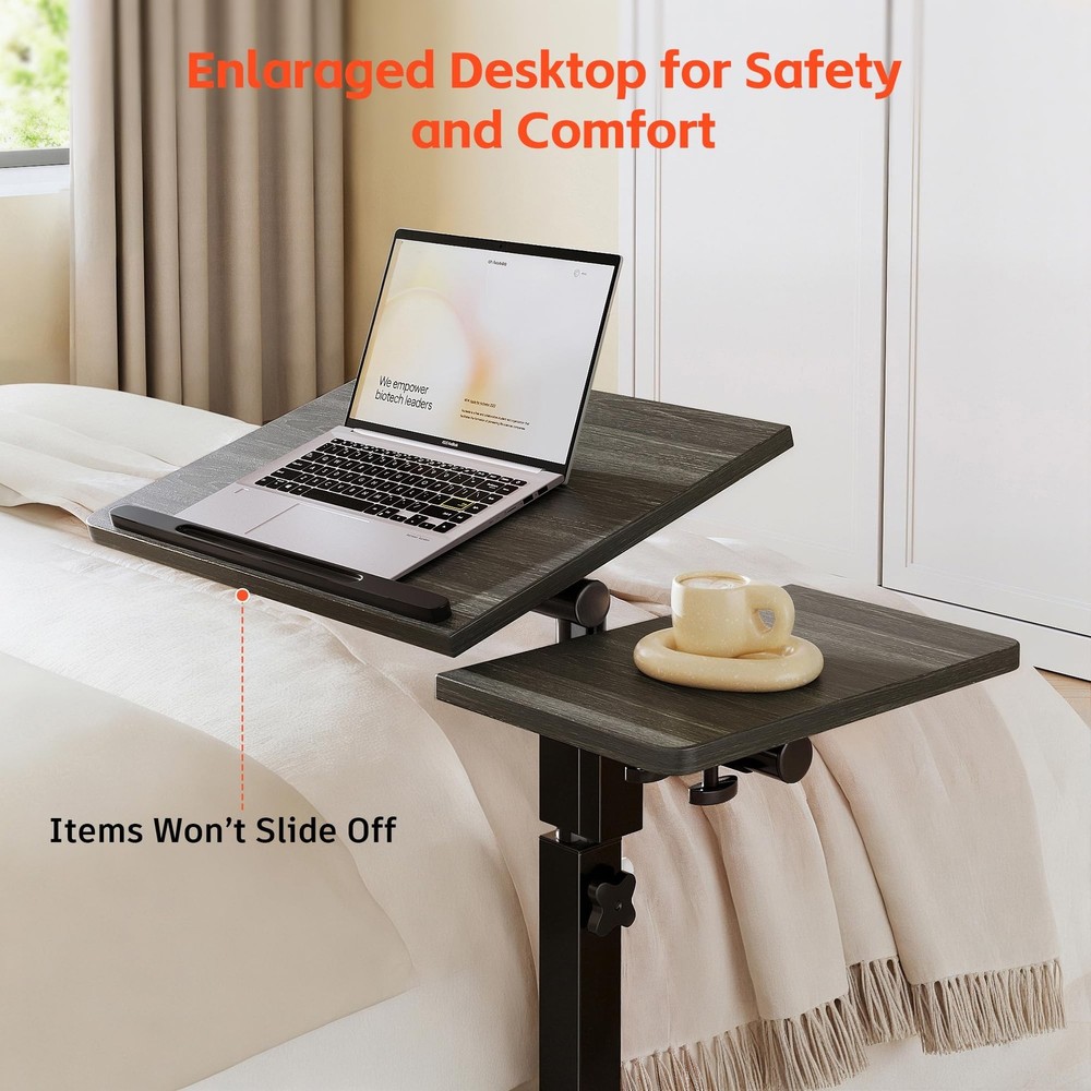 Overbed Table with Wheels Adjustable Height, Mobile Standing Stand Up Rolling...