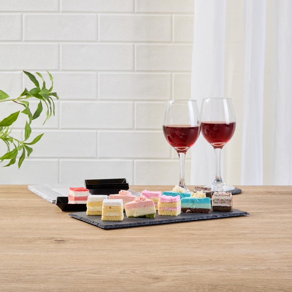 Restaurantware Rectangle Slate Platter 4 Count 11.8 x 5.9 Inch Scratch-Resistant