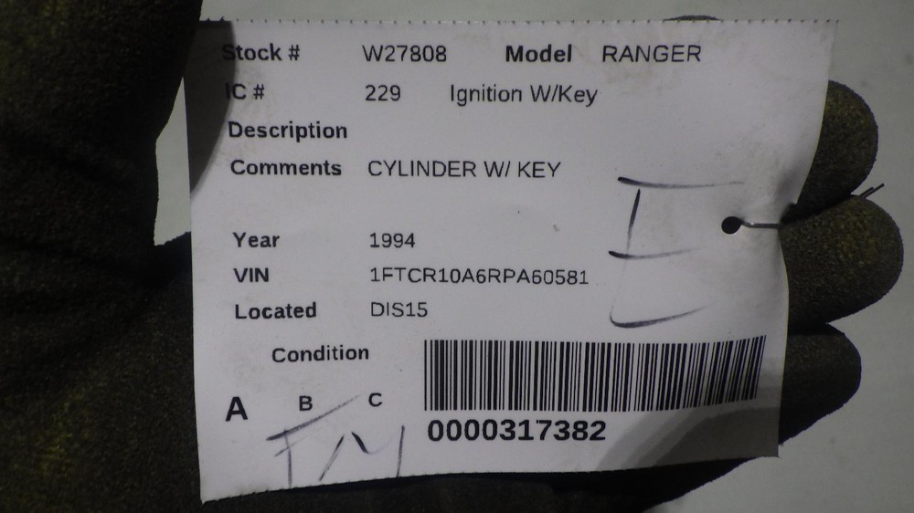 94 FORD RANGER Ignition W/Key