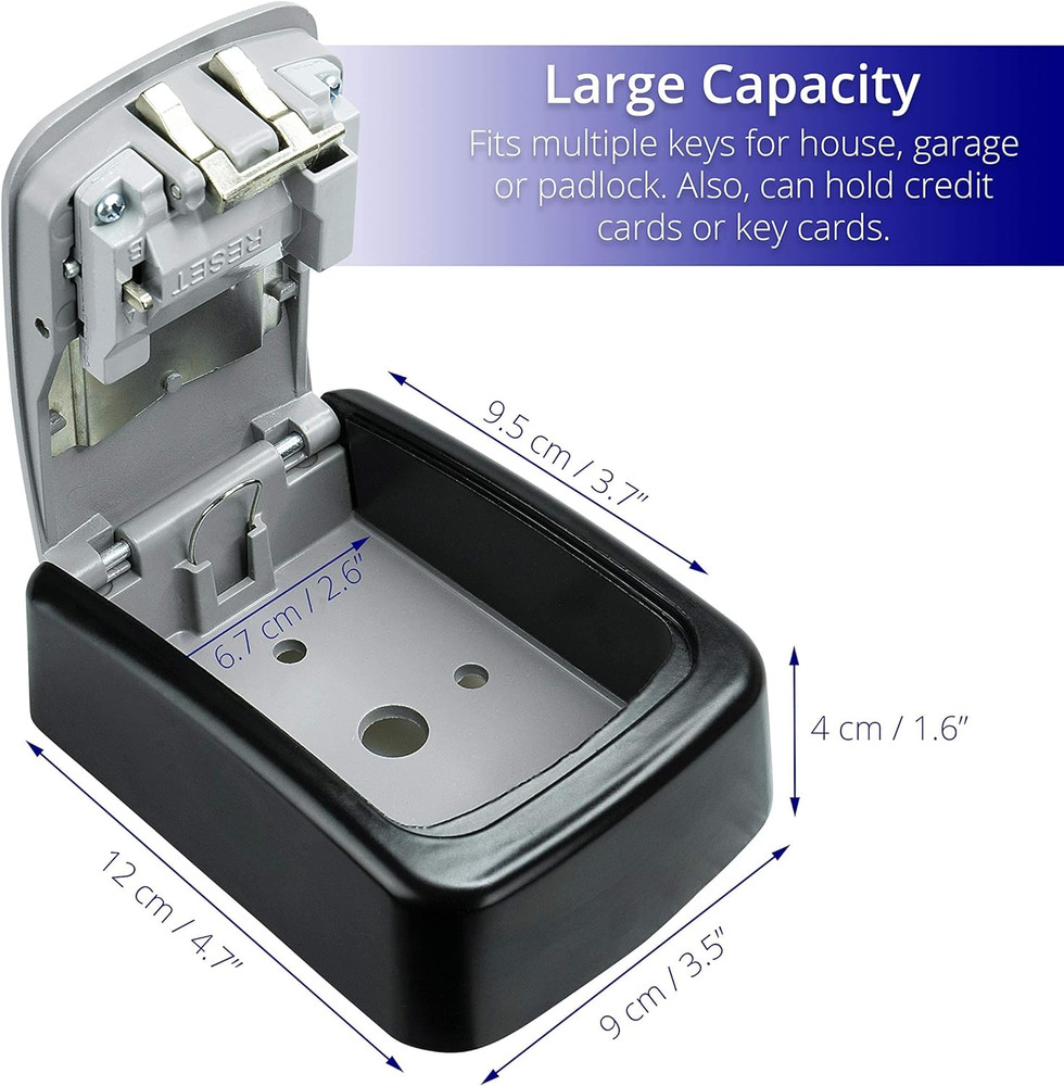 Key Lock Box Outdoor with Code – Wall Mount Security Lockbox for Spare Keys outs