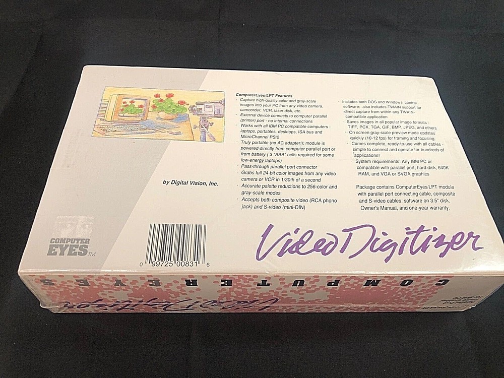 Computer Eyes Video Digitizer Digital Vision Parallel Port Frame Grabber IBM PC