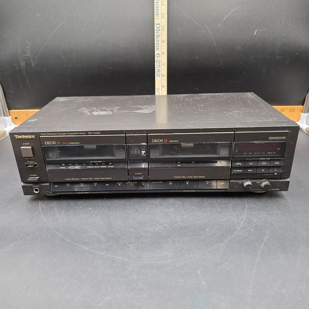 Vintage Technics RS-T330R Auto Reverse Double Cassette Deck Dolby UNTESTED
