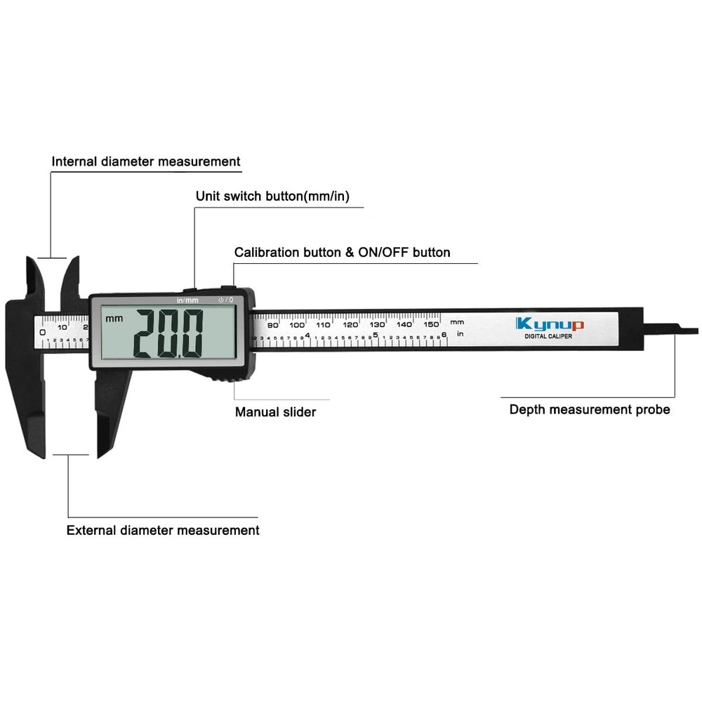 Caliper Measuring Tool, Digital Caliper Outside Micrometer Large Screen,6Inch