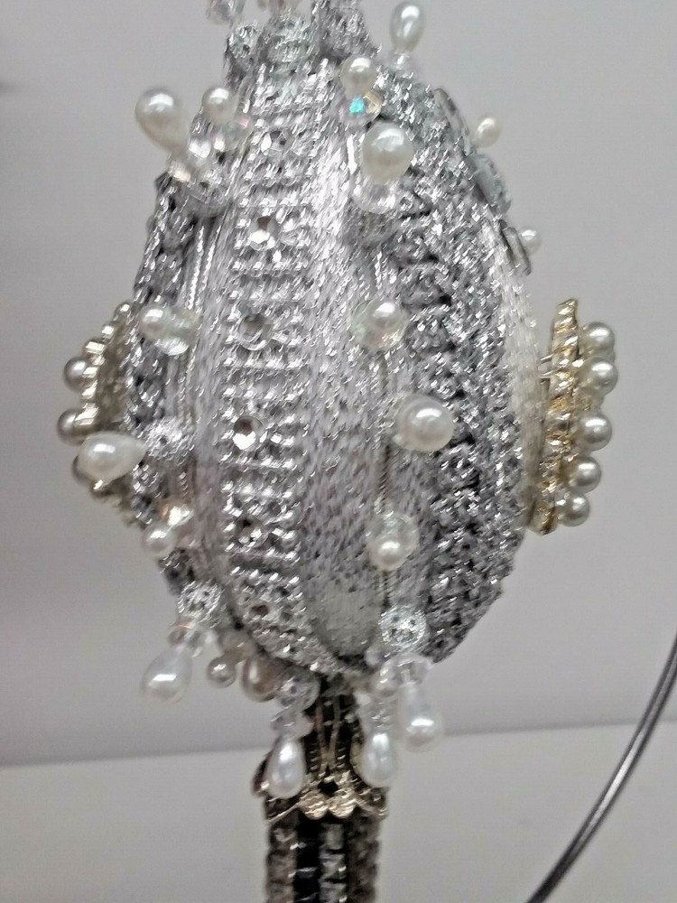 Gift EASTER EGG Ornament - Magnificent silver tasseled ornament
