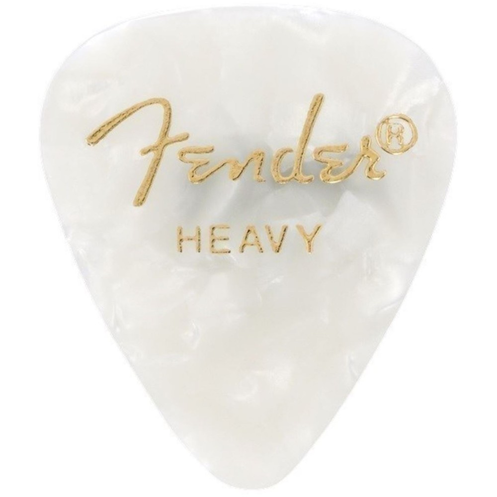 Fender Premium Celluloid 351 Shape Guitar Picks, Heavy, White Moto, 12-Pack