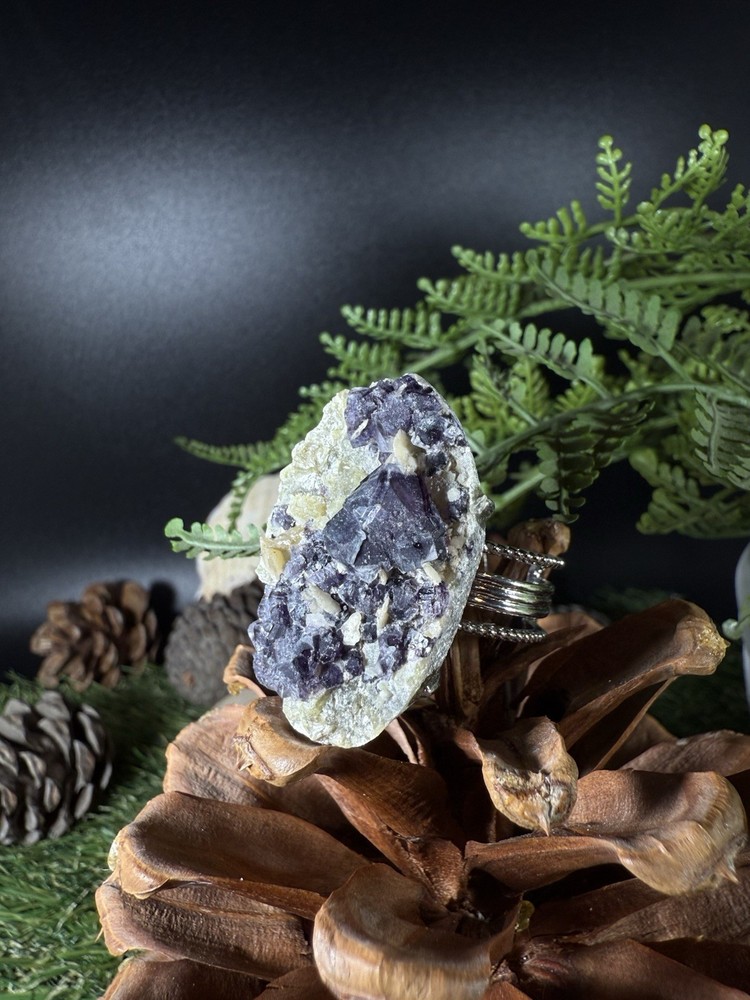 Fluorite Ring Jewelry, Unique handmade crystal ring，Adjustable Ring
