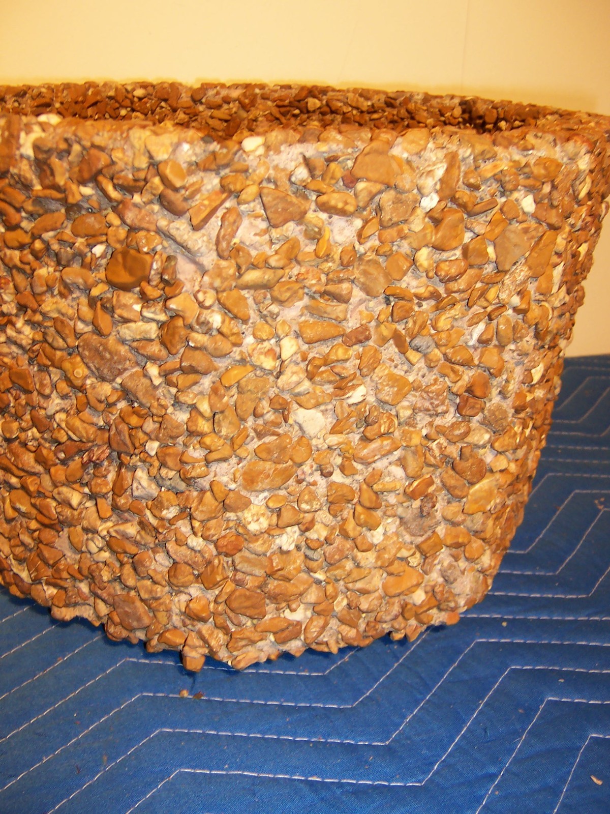 Vintage Exposed Aggregate Octagon Concrete Garden Planters Pair