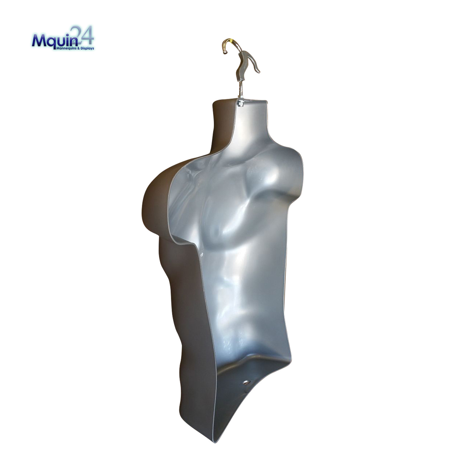 MALE TORSO MANNEQUIN -GREY (SILVER) + STAND + HANGING HOOK MEN DRESS FORM