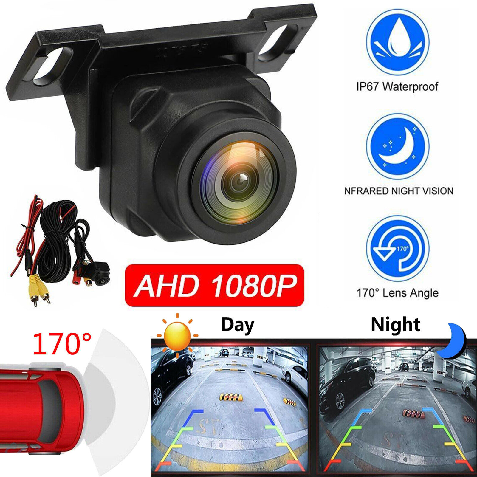 1080P Car Auto Rear View Reverse Backup Parking Camera Waterproof Night Vision