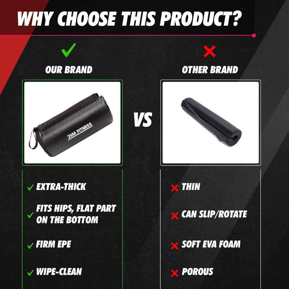 Hip Thrust Barbell Pad - Hip Thrust Pad Extra Thick for Glute Exercises, Bar Cus